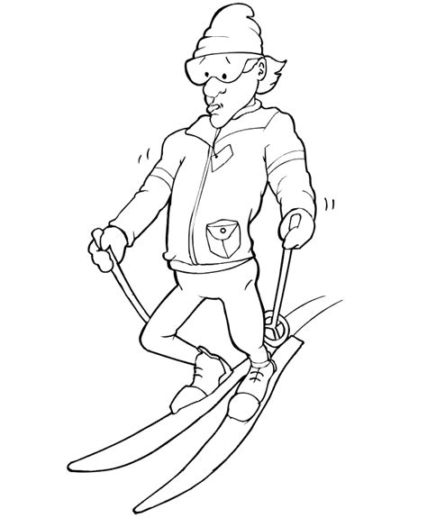 skiing coloring page  worried  skier