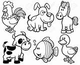 Coloring Animals Cartoon Animal Pages Book Illustration Farm Kids Printable Vector Drawings Books Zoo Drawing Kindergarten Toddler Sheets 123rf sketch template