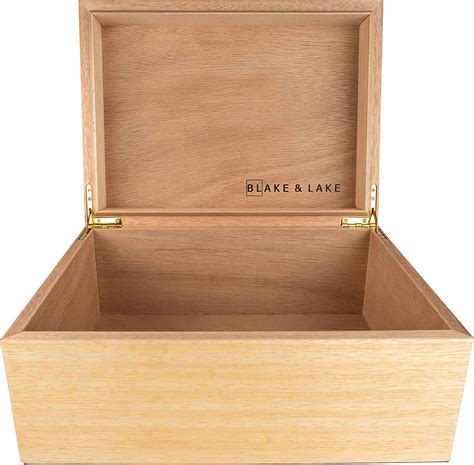 large wooden box  hinged lid wood storage box  lid white stash box wooden storage