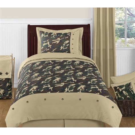 shop sweet jojo designs boys  piece army green camouflage twin comforter set  shipping