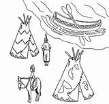 Ojibwe Teepee Canoe Netart Birchbark Americans sketch template
