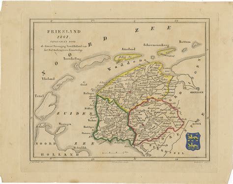 antique map  friesland  veelwaard