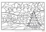 Coloring Christmas Scene Stained Glass Pages Printable Supercoloring Drawing sketch template