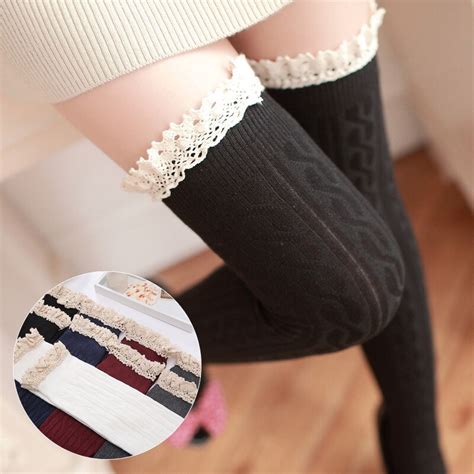 1pair Women S Lace Sexy Thigh High Stockings Sexy Knee High Socks Woman