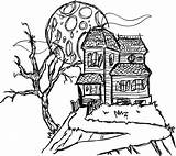 Haunted Coloring House Pages Drawing Mansion Printable Spooky Sketch Simple Hill Color Houses Kids Castle Halloween Printables Print Mansions Creepy sketch template