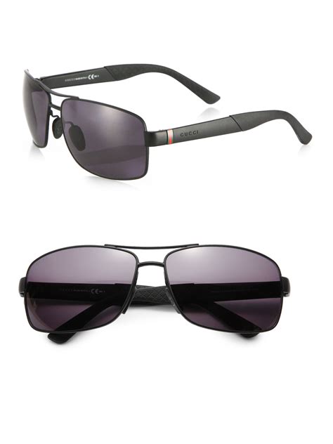 gucci rubber sporty aviator sunglasses in black for men lyst