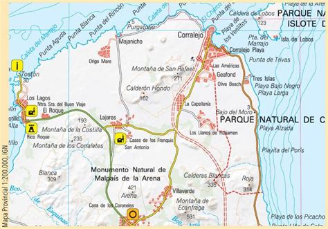 mapa provincial de arenales  dunas de corralejo fuerteventura paisajes mapas geografia