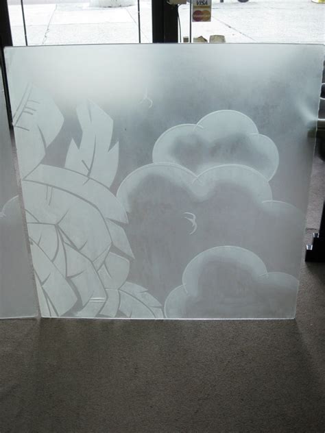 Two French Art Deco Architectural Etched Glass Cloud