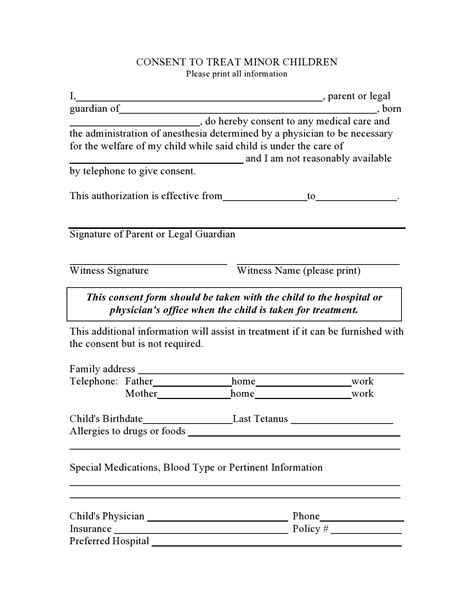 medical consent  minor template