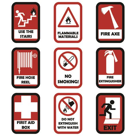 fire safety signs  symbols