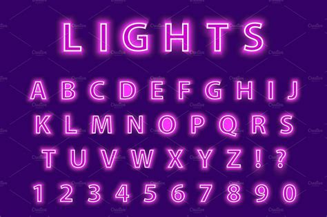 modern trendy pink neon alphabet   purple background led glowing