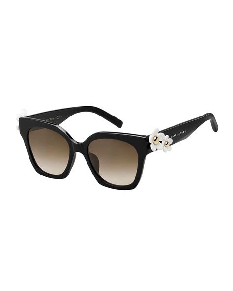 marc jacobs square acetate daisy sunglasses in black brown black lyst