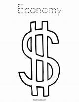 Coloring Dollar Sign Economy Pages Money Outline Sheet Helping Families Twistynoodle Print Colouring Printable Cliparts Noodle Clipart Cursive Template Built sketch template