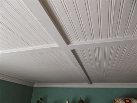 Beadboard Ceiling Panels Covering Popcorn Ceiling Home Ceiling