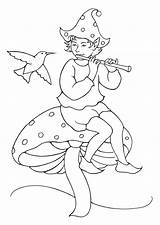 Playing Colorkid Coloring Flute Elf Elves sketch template