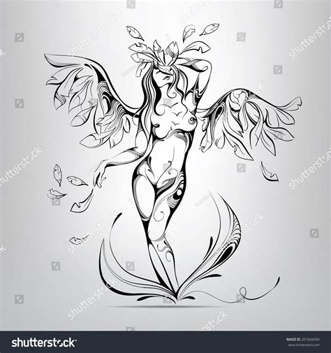 vector silhouette girl angel ornament stock vector