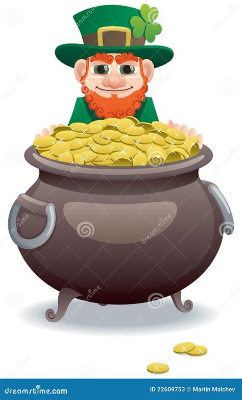 leprechaun  pot  gold stock vector illustration  cauldron