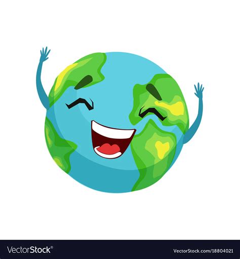 happy earth planet character cute globe royalty  vector