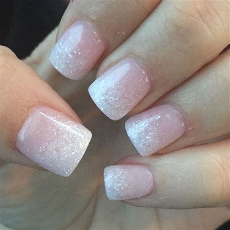 Nexgen Ombré Pink And White With Sparkles Ombre Nails Glitter