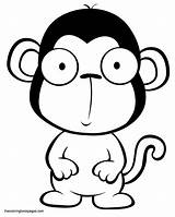 Coloring Monkey Baby Cute Pages Monkeys Book Cartoon Printable Drawings Face Drawing Kids Cliparts Animal Color Clip Big Clipart Library sketch template