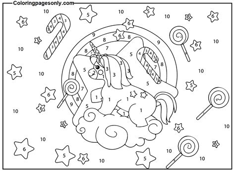 dancing unicorn color  number coloring page  printable coloring