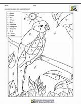 Number Parrot Color Sheets Coloring Math Preschool Red Bird Rumped sketch template