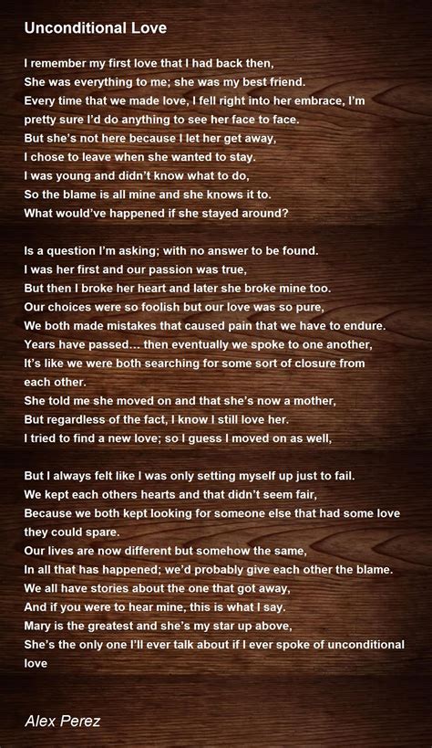 unconditional love poem by alex perez poem hunter