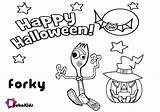 Coloring Forky Pages Toy Story Halloween Printable Happy Comments sketch template