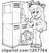 School Locker Clipart Lockers Girl Her Coloring Outlined Happy Room Tan Poster Print Blond Cartoon Scattered Stickers Sketch Greeting Over sketch template
