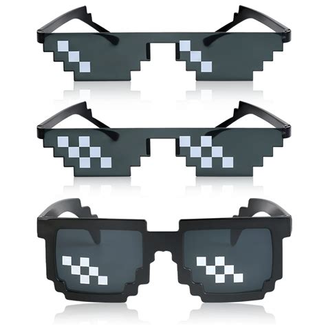 Buy [3 Pack] Thug Life Sunglasses Men Women Glass 8 Bit Pixel Mosaic