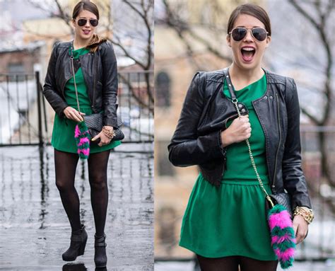 My Outfit Faux Fur And Green Dress I Spy Diy