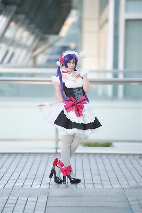 apron cosplay dress dress lift hairband love live school idol project maid maid uniform purple