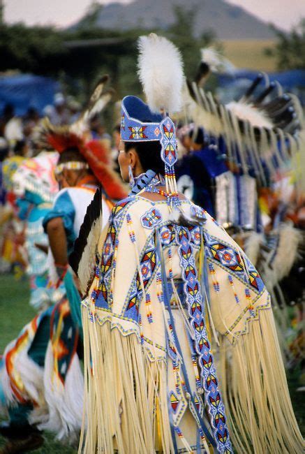 Ladies Traditional Pow Wow Dancer Dressed In White Brain Tanned Leather
