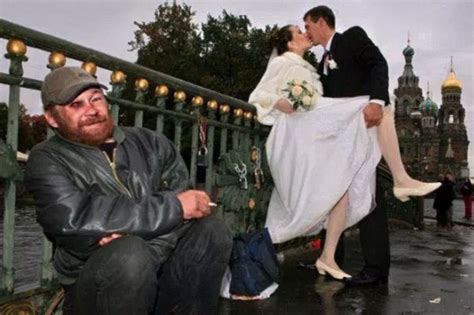 Russian Trend Sees Wedding Photographs Photoshopped Into Happy Couple’s