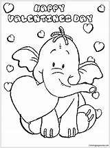 Pages Valentine Elephant Cute Coloring Valentines Color Kids Print sketch template