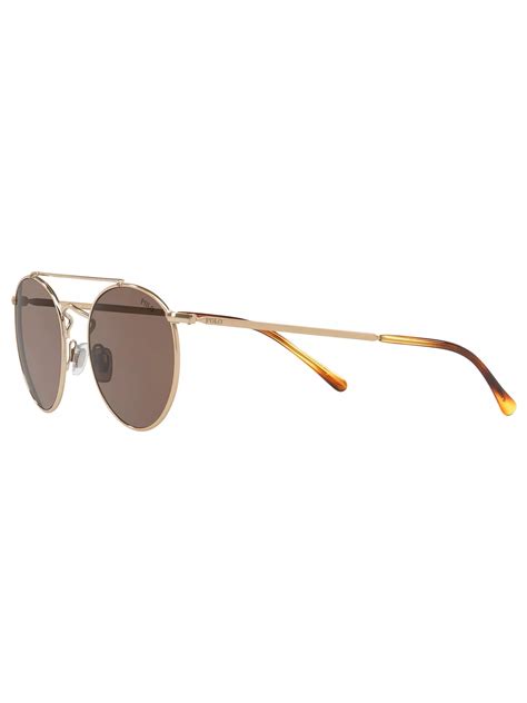 polo ralph lauren ph3114 men s oval sunglasses gold brown at john
