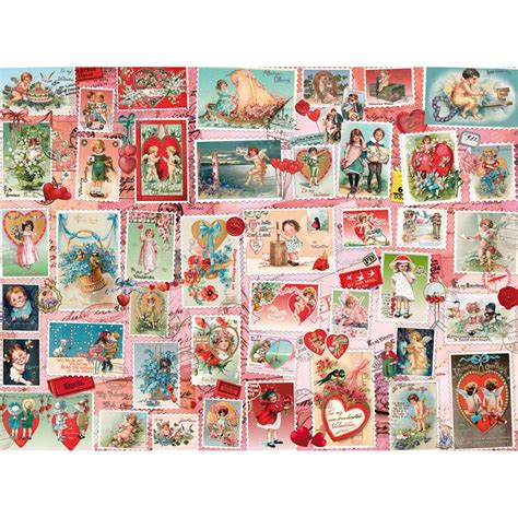 valentine stamps quilt   piece jigsaw puzzle  bits