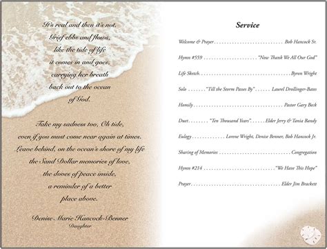template  memorial service program
