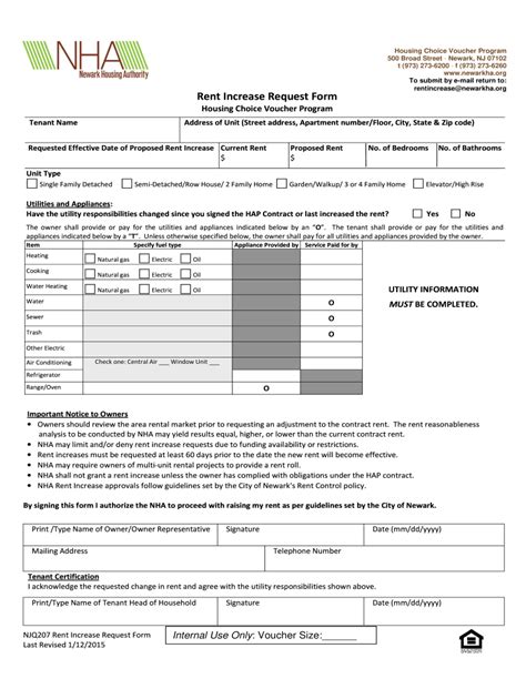 newark housing authority rent increase form fill  sign
