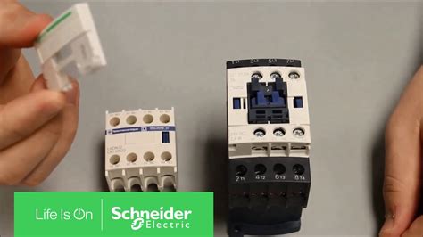 mounting auxiliary contact block  tesys  series contactor schneider electric support youtube