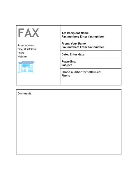 fax cover template word printable templates