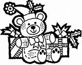 Coloring Teddy Holidays Bear Pages Presents Lot Cane Holding Candy sketch template