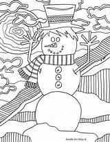 Doodle Coloring Winter Pages Alley Sheets Kids Snowman Christmas Boyama Doku Visit Books Choose Board sketch template