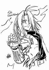 Edward Elric Alchemist Fullmetal Lineart sketch template