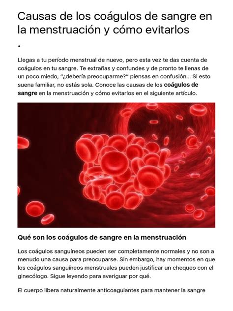 Causas De Los Coágulos De Sangre En La Menstruación Y Cómo