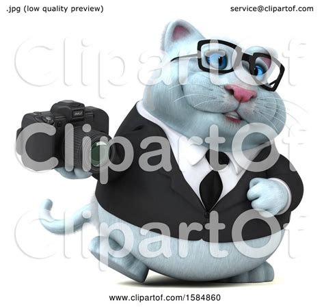 clipart    white business kitty cat holding  camera   white