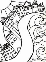 Hundertwasser Karla Gerard Scapes Ausmalen Illustrazioni Motivi sketch template
