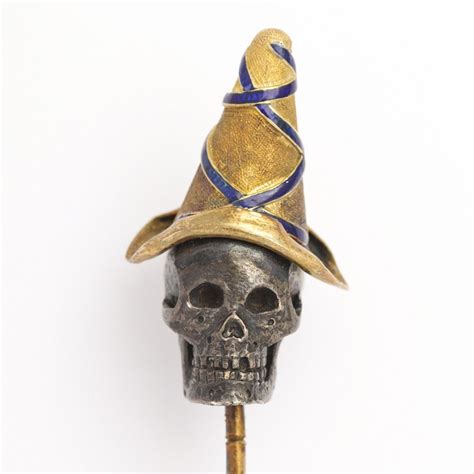 Antique Gold Silver And Enamel Skull Stickpin Antique Gold Antiques