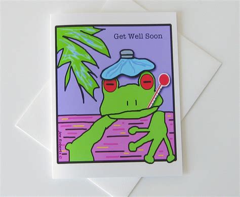 Get Well Soon Tree Frog Card Printed Art By Burashiart On Etsy