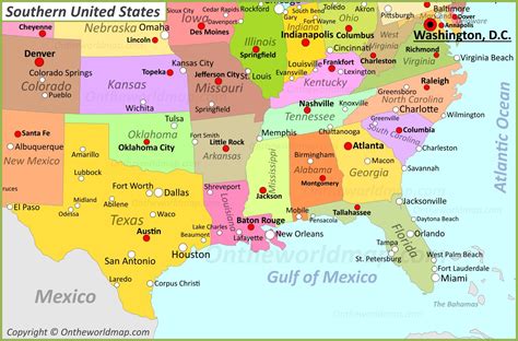 map  southern united states